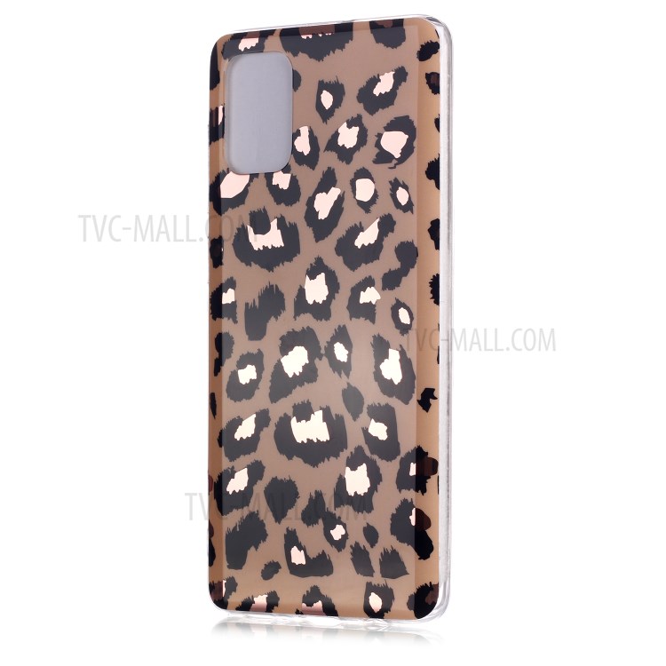 Marble Pattern Rose Gold Electroplating IMD TPU Back Case for Samsung Galaxy A71 - Leopard Texture-2