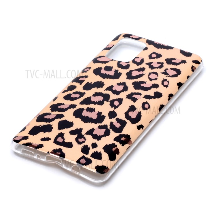 Marble Pattern Rose Gold Electroplating IMD TPU Back Case for Samsung Galaxy A71 - Leopard Texture-3