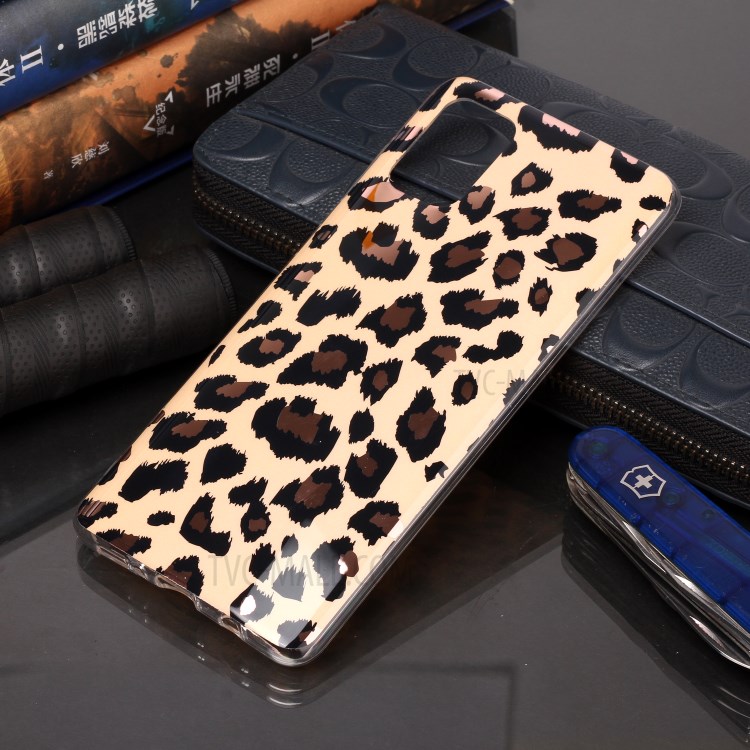 Marble Pattern Rose Gold Electroplating IMD TPU Back Case for Samsung Galaxy A71 - Leopard Texture-5