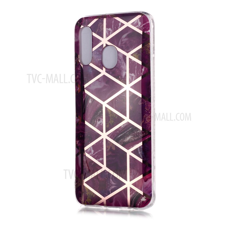 Marble Pattern Electroplating IMD TPU Phone Case for Samsung Galaxy A40 - Rose-2