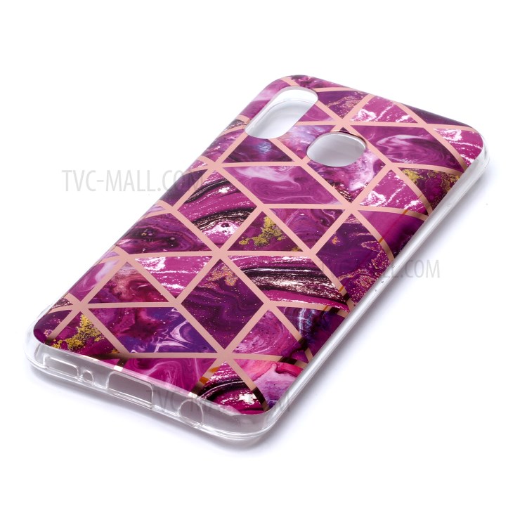 Marble Pattern Electroplating IMD TPU Phone Case for Samsung Galaxy A40 - Rose-3