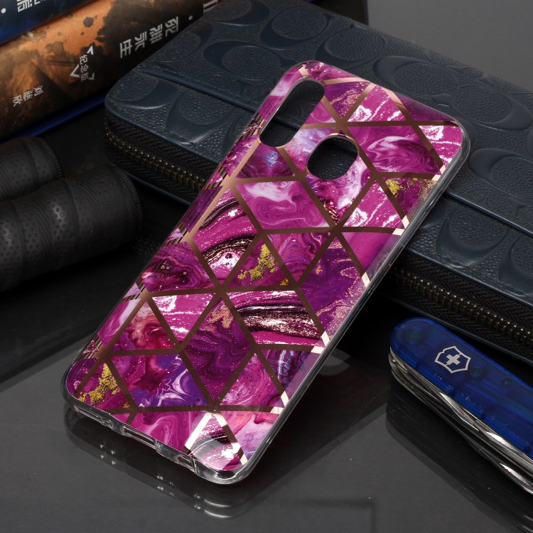 Marble Pattern Electroplating IMD TPU Phone Case for Samsung Galaxy A40 - Rose-5