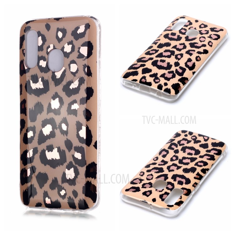 Marble Pattern Electroplating IMD TPU Phone Case for Samsung Galaxy A40 - Leopard-1