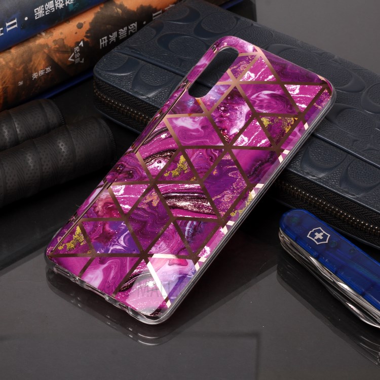 Marble Pattern Electroplating IMD TPU Phone Cover for Samsung Galaxy A50/A50s/A30s - Rose-5