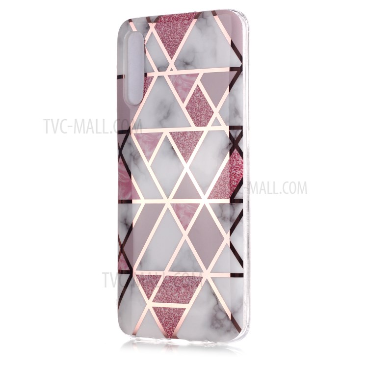 Marble Pattern Electroplating IMD TPU Phone Cover for Samsung Galaxy A50/A50s/A30s - White/Pink-2