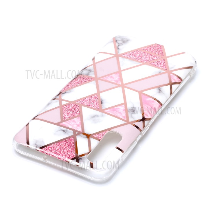 Marble Pattern Electroplating IMD TPU Phone Cover for Samsung Galaxy A50/A50s/A30s - White/Pink-4