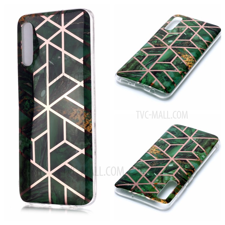 Marble Pattern Electroplating IMD TPU Phone Cover for Samsung Galaxy A50/A50s/A30s - Green-1