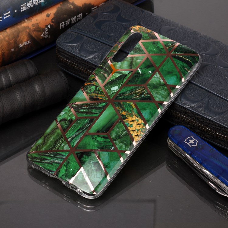 Marble Pattern Electroplating IMD TPU Phone Cover for Samsung Galaxy A50/A50s/A30s - Green-5