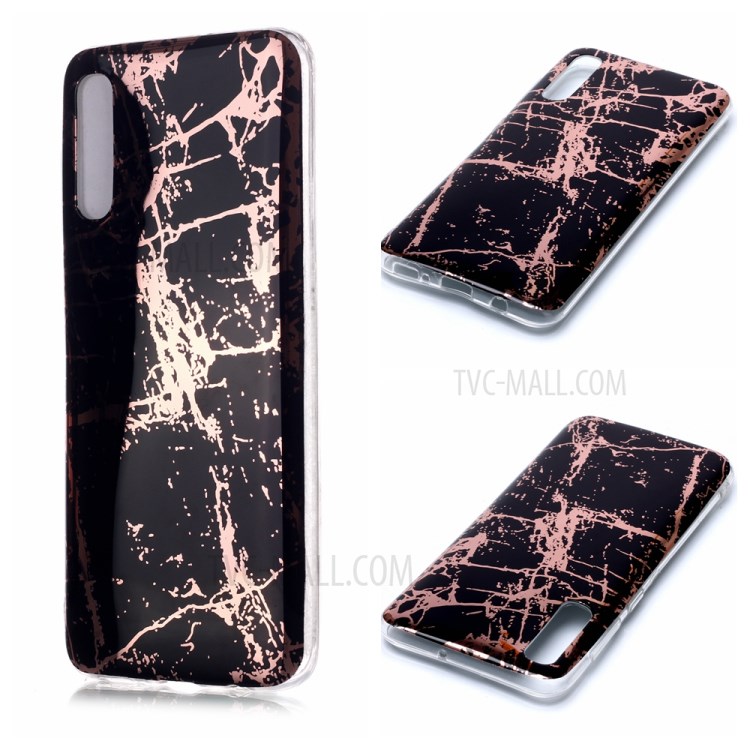 Marble Pattern Electroplating IMD TPU Phone Cover for Samsung Galaxy A50/A50s/A30s - Black-1
