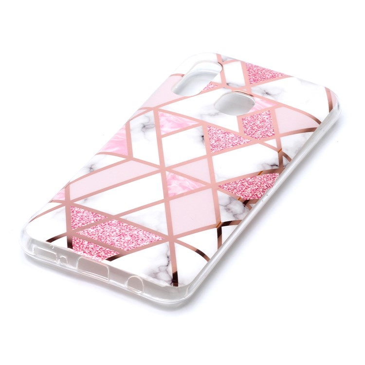 Para Samsung Galaxy A20e Padrão De Mármore Rosa De Ouro Galvanizados IMD TPU Telefone Invólucro - Branco / Rosa-3