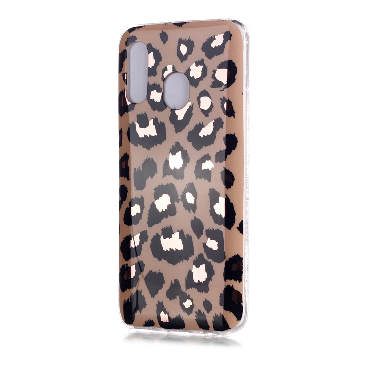 For Samsung Galaxy A20e Marble Pattern Rose Gold Electroplated IMD TPU Phone Casing - Leopard Pattern-2