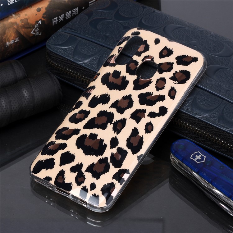 For Samsung Galaxy A20e Marble Pattern Rose Gold Electroplated IMD TPU Phone Casing - Leopard Pattern-5