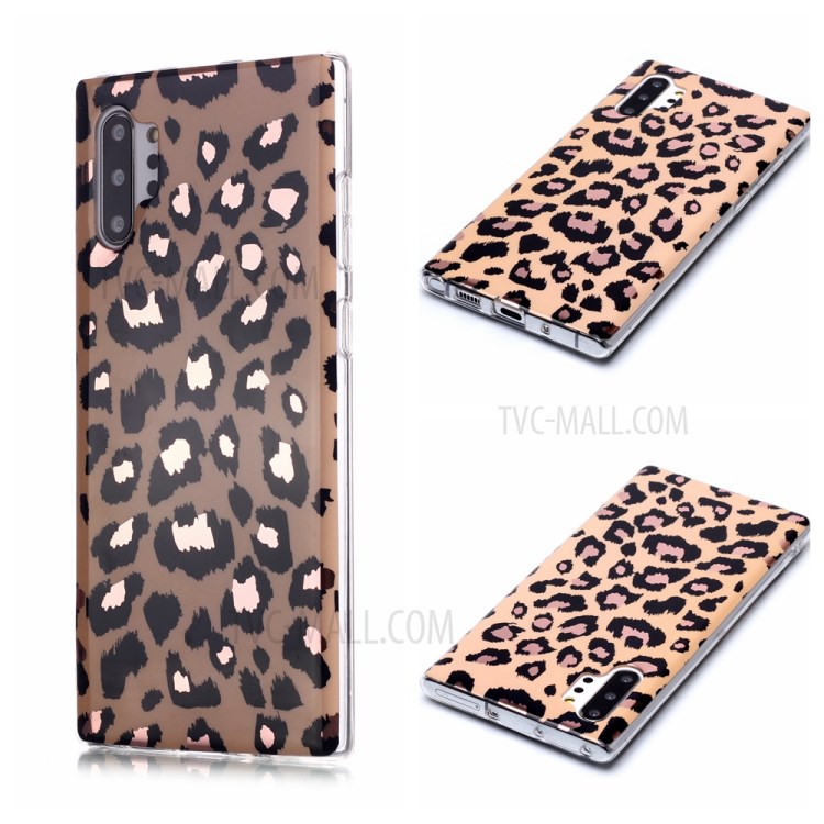 Marble Pattern Rose Gold Electroplating IMD TPU Case for Samsung Galaxy Note 10 Plus 5G / Note 10 Plus - Leopard Texture-1