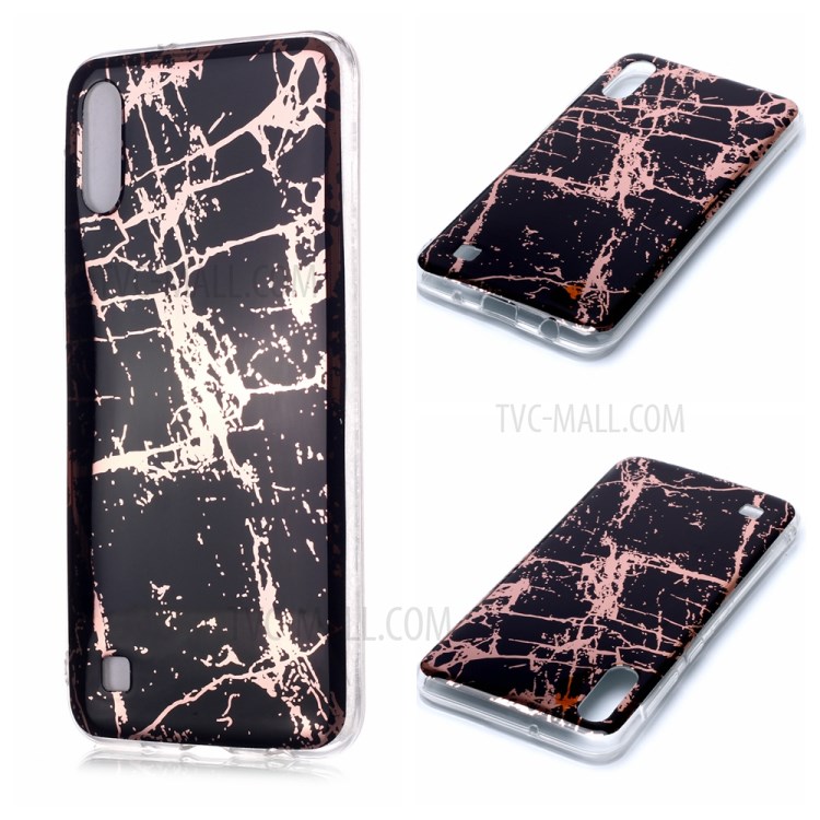 Marble Pattern Rose Gold Electroplating IMD TPU Back Case for Samsung Galaxy A10 / M10 - Black-1