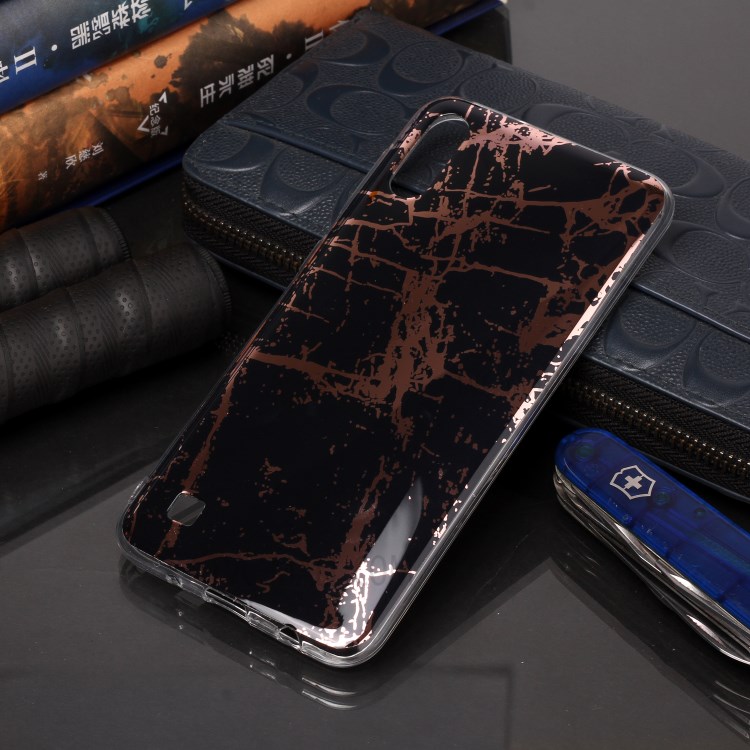Marble Pattern Rose Gold Electroplating IMD TPU Back Case for Samsung Galaxy A10 / M10 - Black-5