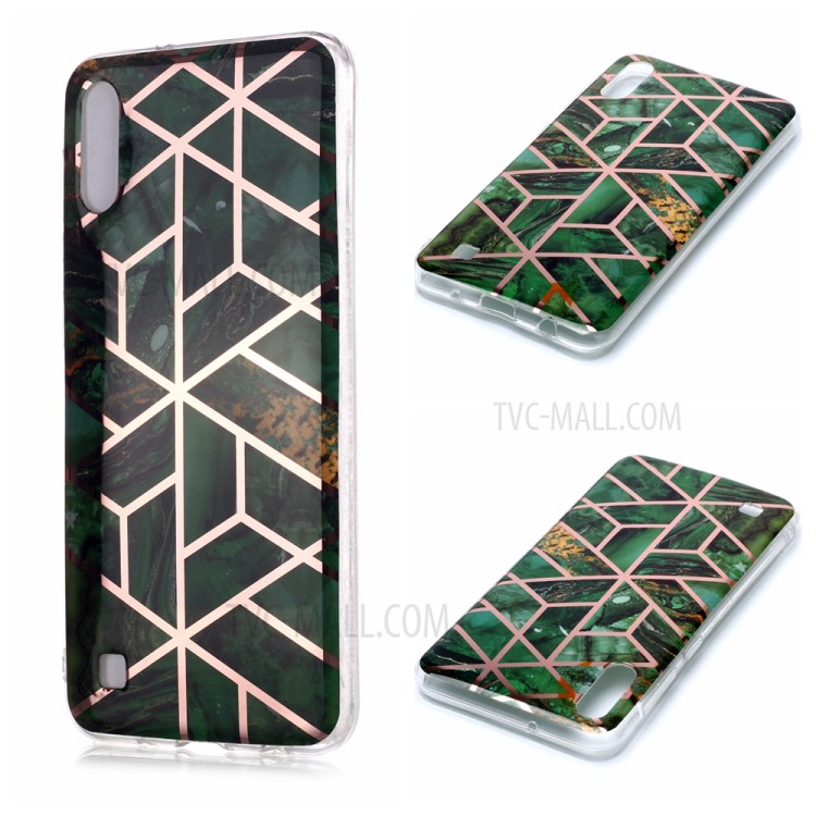Marble Pattern Rose Gold Electroplating IMD TPU Back Case for Samsung Galaxy A10 / M10 - Green-1