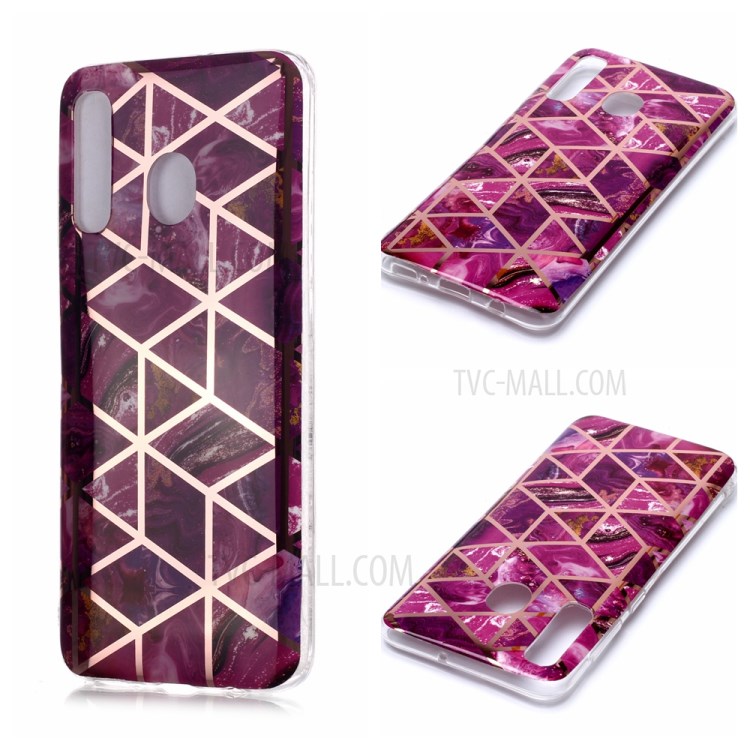 El Modelo De Mármol De Oro Galvanoplastia Asunto IMD TPU Para Samsung Galaxy Subió A20 / A30 - Rosa-1