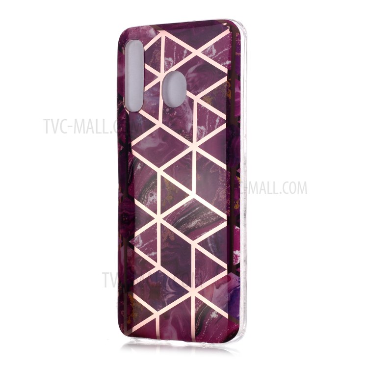 El Modelo De Mármol De Oro Galvanoplastia Asunto IMD TPU Para Samsung Galaxy Subió A20 / A30 - Rosa-2