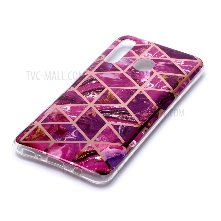 El Modelo De Mármol De Oro Galvanoplastia Asunto IMD TPU Para Samsung Galaxy Subió A20 / A30 - Rosa-3