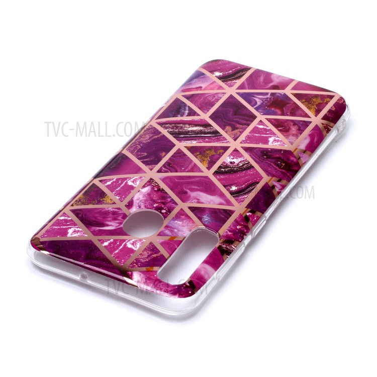 El Modelo De Mármol De Oro Galvanoplastia Asunto IMD TPU Para Samsung Galaxy Subió A20 / A30 - Rosa-4