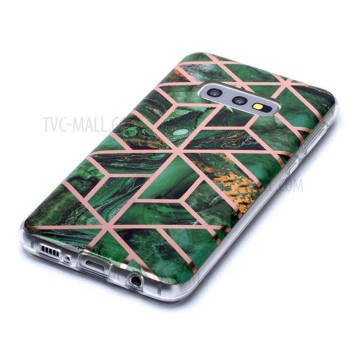 Marble Pattern Rose Gold Electroplating IMD TPU Soft Case for Samsung Galaxy S10e - Green-3