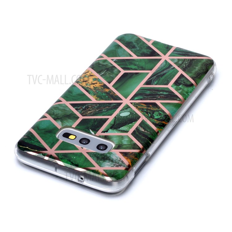 Marble Pattern Rose Gold Electroplating IMD TPU Soft Case for Samsung Galaxy S10e - Green-4