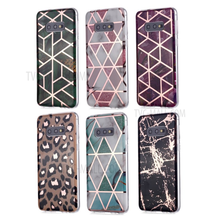 Marble Pattern Rose Gold Electroplating IMD TPU Soft Case for Samsung Galaxy S10e - Green-6