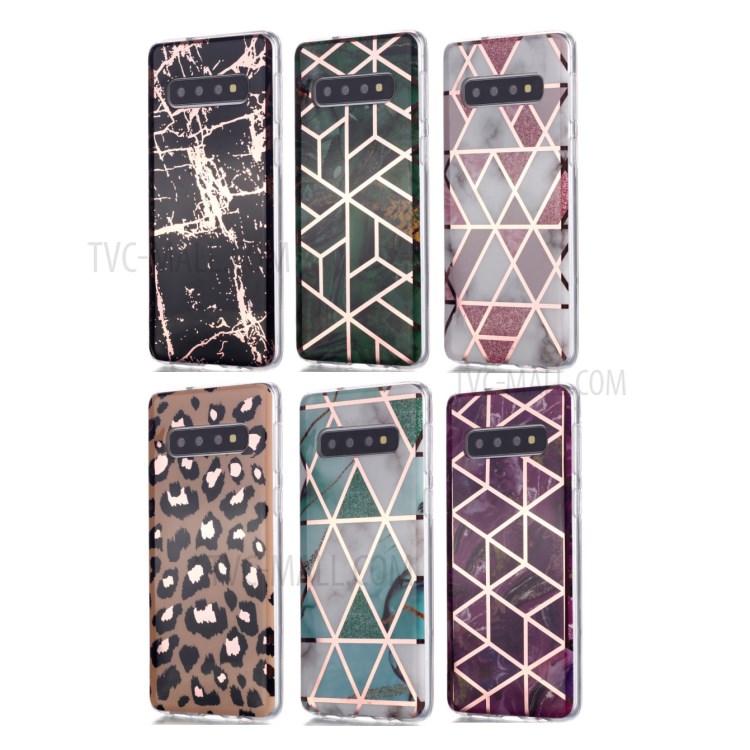 Marble Pattern Rose Gold Electroplating IMD TPU Cover for Samsung Galaxy S10 Plus - Black-6