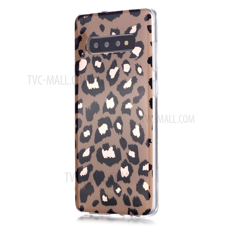 Marble Pattern Rose Gold Electroplating IMD TPU Cover for Samsung Galaxy S10 Plus - Leopard Texture-2