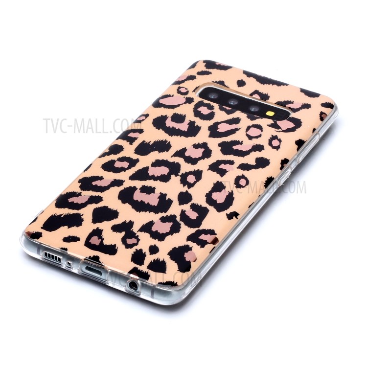 Marble Pattern Rose Gold Electroplating IMD TPU Cover for Samsung Galaxy S10 Plus - Leopard Texture-3