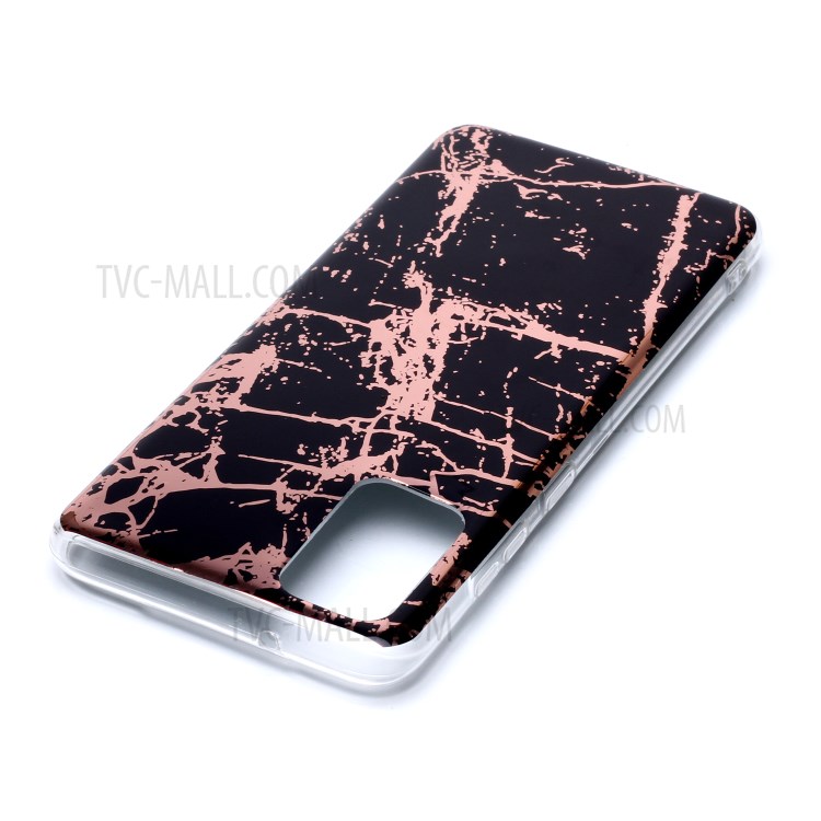 Marble Pattern Rose Gold Electroplating IMD TPU Case Shell for Samsung Galaxy S20 Plus - Black-4