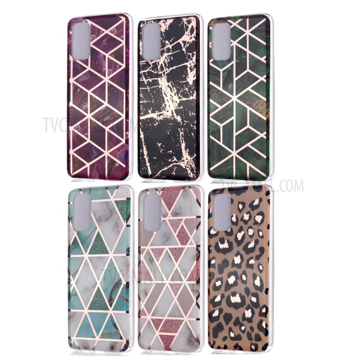 Marble Pattern Rose Gold Electroplating IMD TPU Case Shell for Samsung Galaxy S20 Plus - Black-6