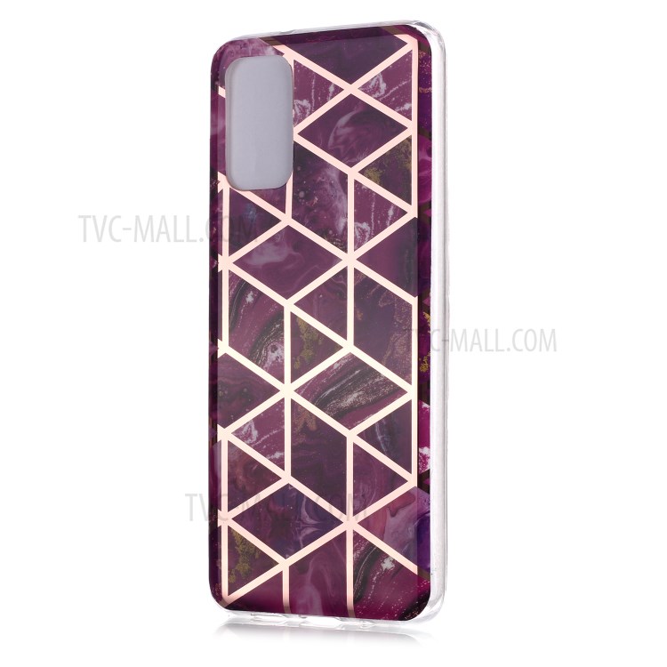 Marble Pattern Rose Gold Electroplating IMD TPU Case Shell for Samsung Galaxy S20 Plus - Rose-2