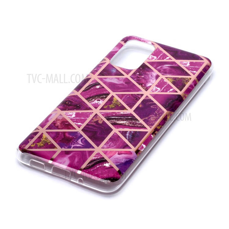 Marble Pattern Rose Gold Electroplating IMD TPU Case Shell for Samsung Galaxy S20 Plus - Rose-3