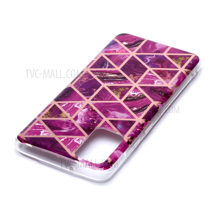 Marble Pattern Rose Gold Electroplating IMD TPU Case Shell for Samsung Galaxy S20 Plus - Rose-4