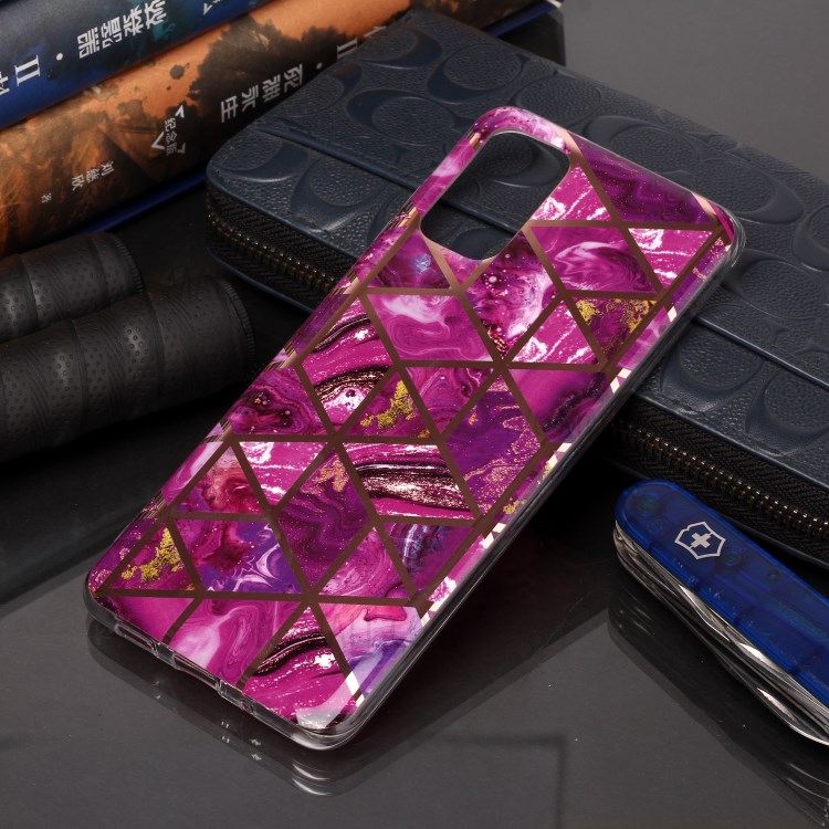 Marble Pattern Rose Gold Electroplating IMD TPU Case Shell for Samsung Galaxy S20 Plus - Rose-5