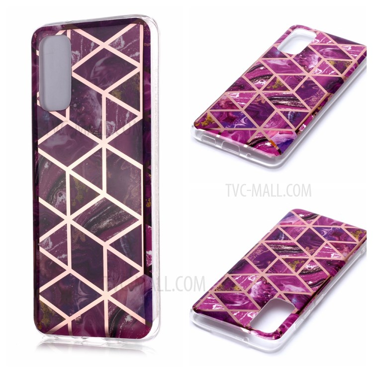 Marble Pattern Electroplating IMD TPU Cell Phone Case for Samsung Galaxy S20 - Rose-1