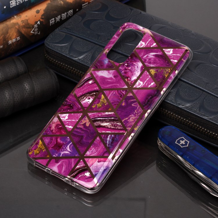 Marble Pattern Electroplating IMD TPU Cell Phone Case for Samsung Galaxy S20 - Rose-5