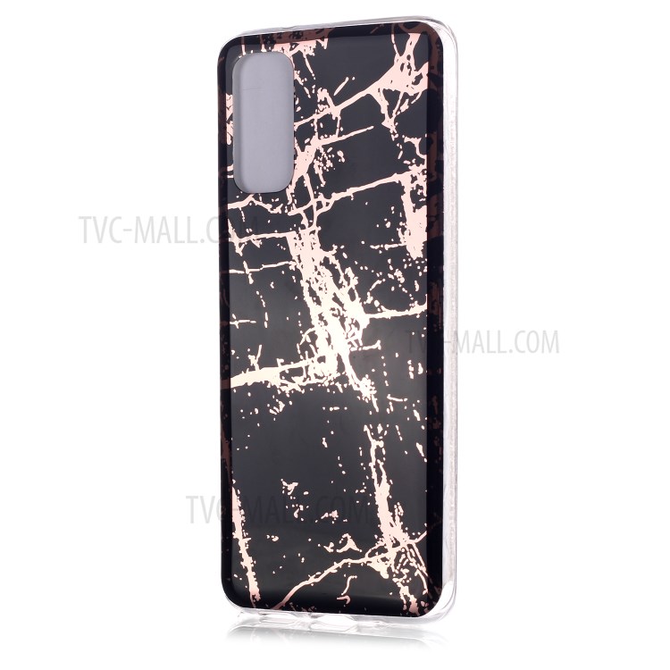 Marble Pattern Electroplating IMD TPU Cell Phone Case for Samsung Galaxy S20 - Black-2