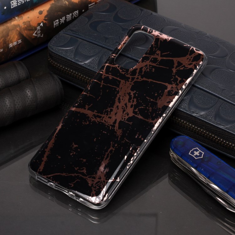 Marble Pattern Electroplating IMD TPU Cell Phone Case for Samsung Galaxy S20 - Black-5