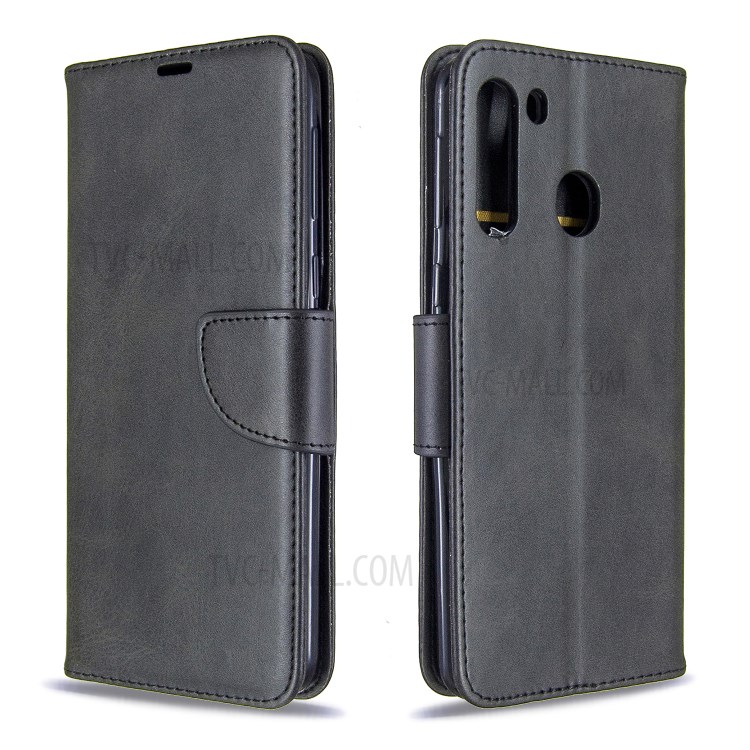 PU Leather Wallet Stand Case Cover for Samsung Galaxy A21 - Black-2