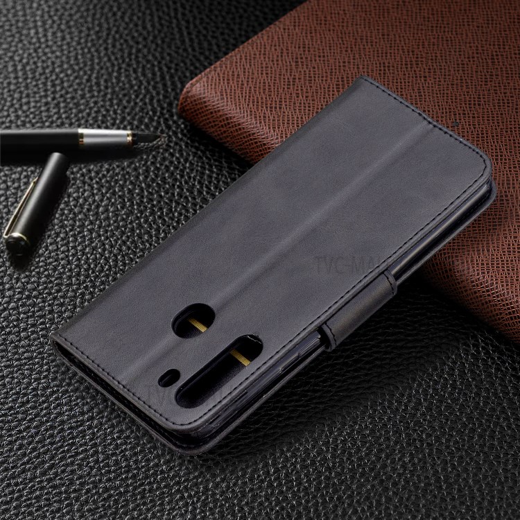 PU Leather Wallet Stand Case Cover for Samsung Galaxy A21 - Black-8