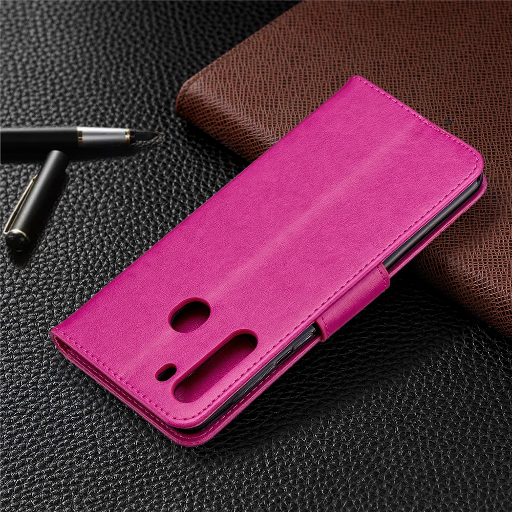 Imprint Butterfly Wallet Leather Stand Case for Samsung Galaxy A21 - Rose-8