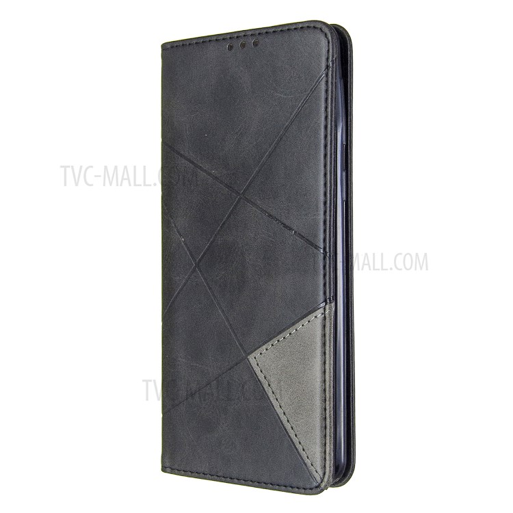 Geometric Pattern Stand Leather Card Holder Case for Samsung Galaxy A21 - Black-2