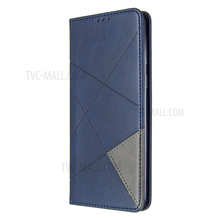 Geometric Pattern Stand Leather Card Holder Case for Samsung Galaxy A21 - Blue-2