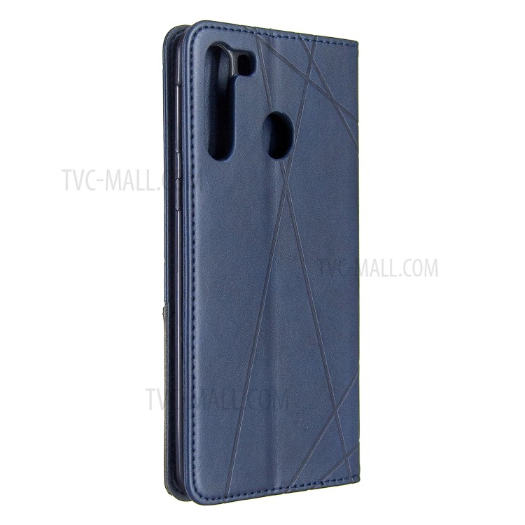Geometric Pattern Stand Leather Card Holder Case for Samsung Galaxy A21 - Blue-3