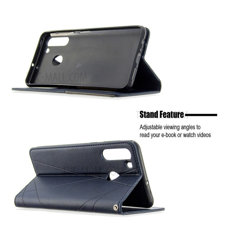 Geometric Pattern Stand Leather Card Holder Case for Samsung Galaxy A21 - Blue-5