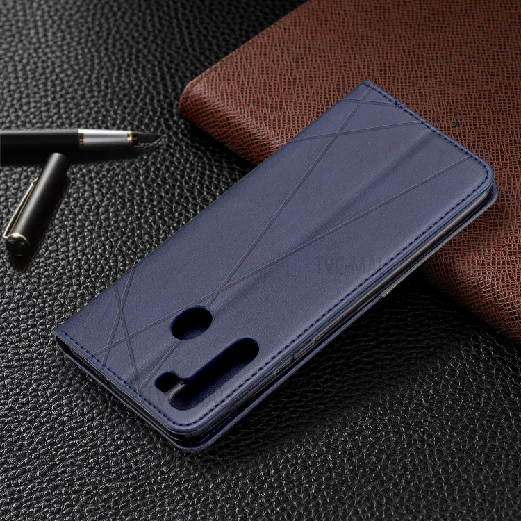 Geometric Pattern Stand Leather Card Holder Case for Samsung Galaxy A21 - Blue-9