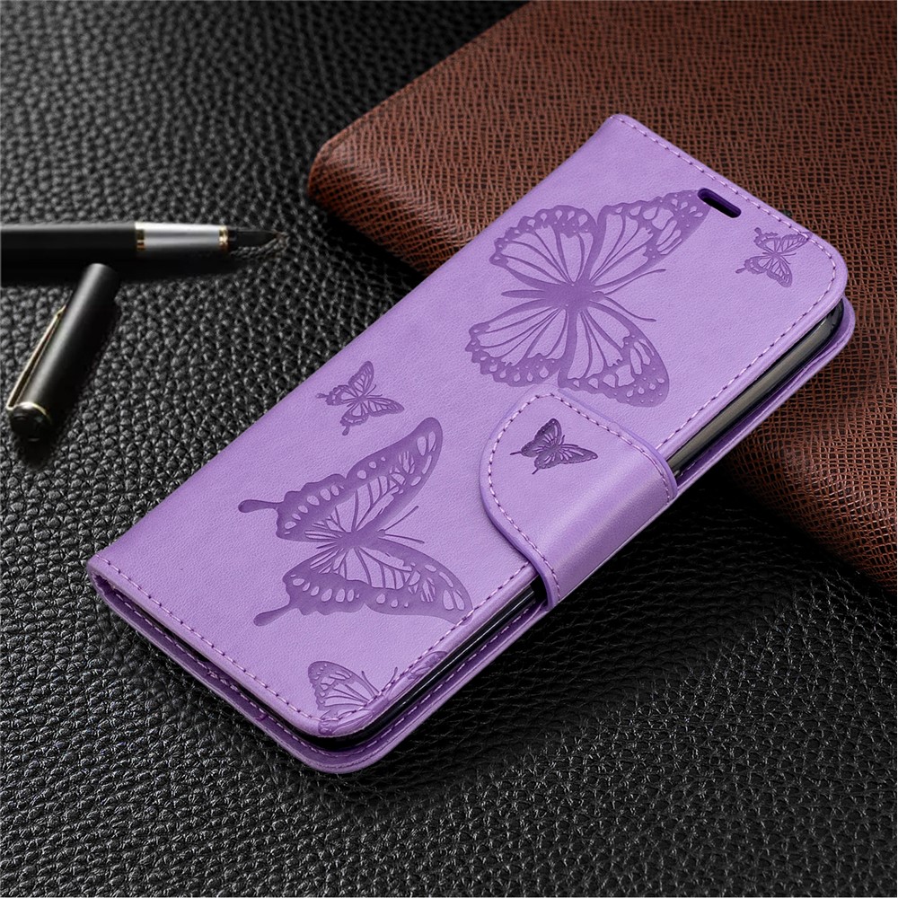 Mentions D'impression Portefeuille Portefeuille Flip Coquille De Protection Pour Samsung Galaxy A01 - Mauve-7