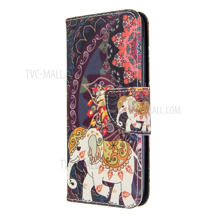Printing Surface Wallet Stand Flip Leather Phone Covering for Samsung Galaxy A01 - Malanda and Elephant-2